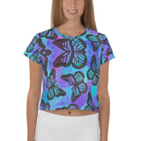 Load image into Gallery viewer, Blue Flappers Crop Tee