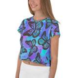 Load image into Gallery viewer, Blue Flappers Crop Tee