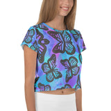 Load image into Gallery viewer, Blue Flappers Crop Tee